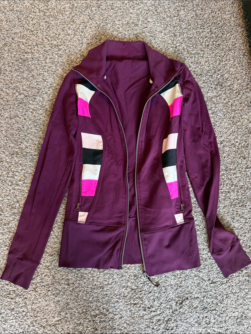 lululemon athletica Plum Zip-Up Jacket with Pink, Black & Cream Panels